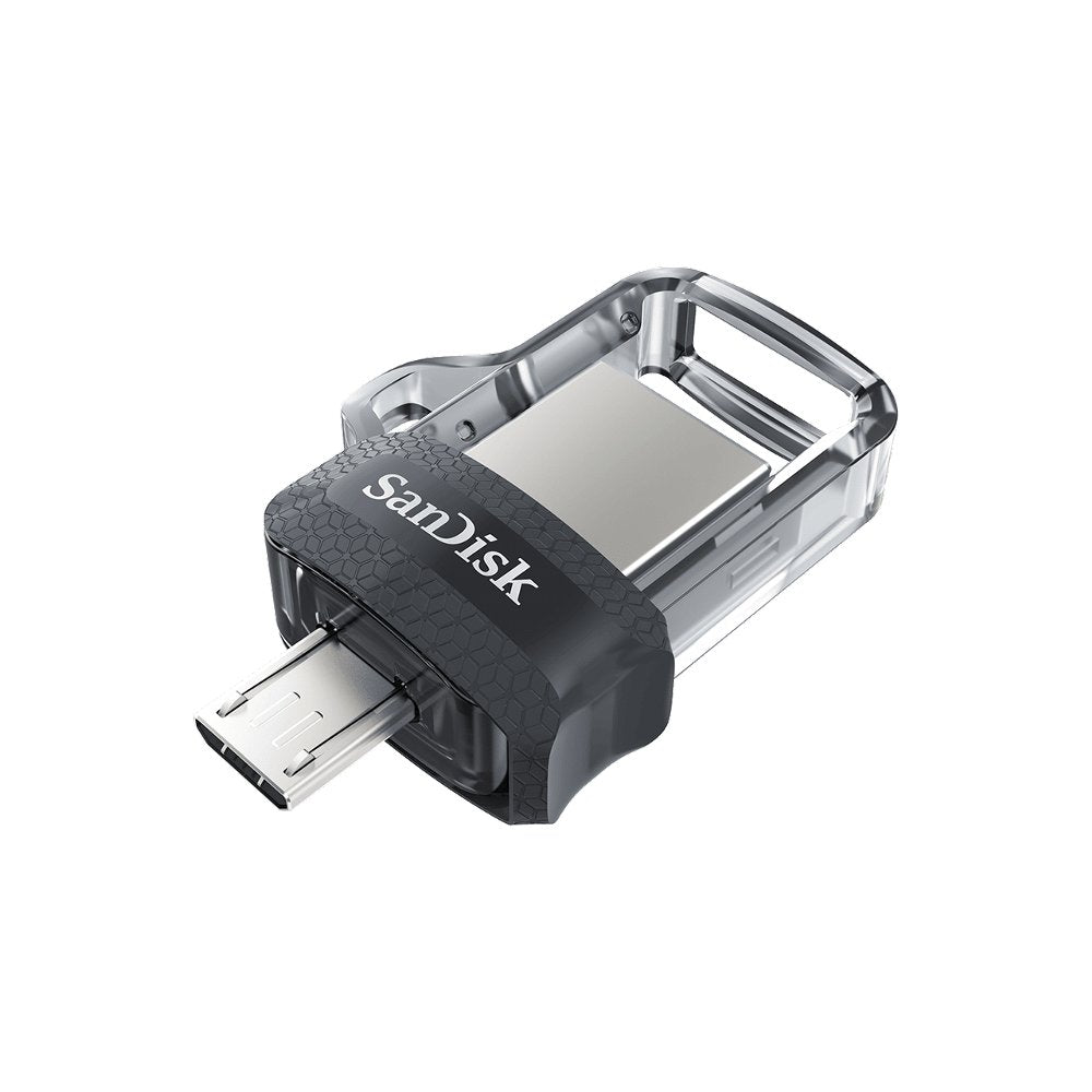 SanDisk Ultra Dual m3.0 | 32GB USB Flash Drive | USB Type-A / Micro-USB 3.2 Gen 1 (3.1 Gen 1) | Zwart, Zilver, Transparant - Matmuis